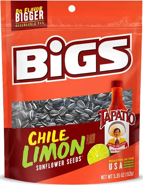 BIGS Tapatío Chile Limón Sunflower Seeds, 5.35-oz. Bag (Pack of 12)