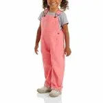 Carhartt Girls' Flannel-Lined Canvas Overalls, Pink Lemonade, 2T