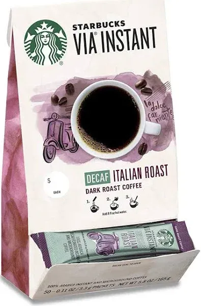 Starbucks Via Instant Coffee, Dark Roast, Italian Roast, Packets - 8 pack, 0.11 oz packets