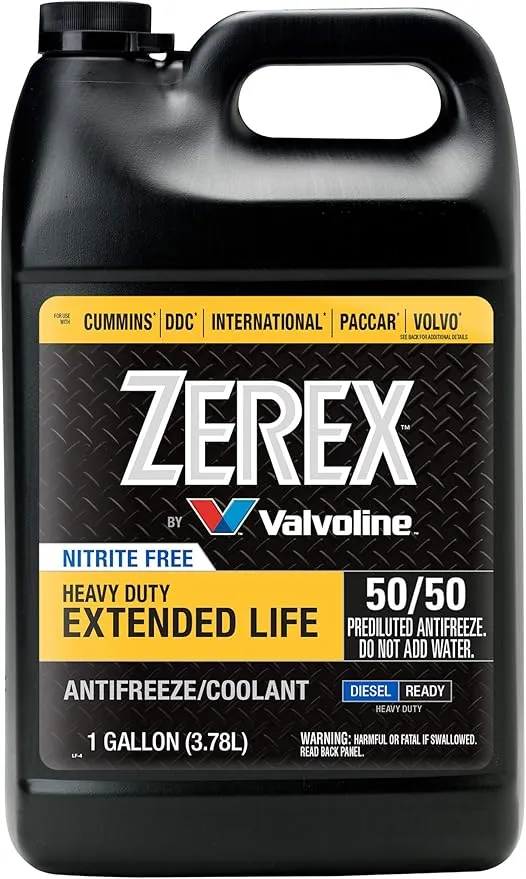 Zerex Extended Life Nitrite Free, Heavy Duty (HD) 50/50 Ready-to-Use Antifreeze/Coolant 1 GA