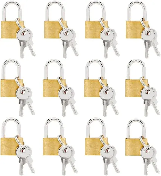 12 Pack Small Locks with Keys, Mini Padlock for Luggage, Backpacks, Gym Bags, Jewelry Box, Diaries