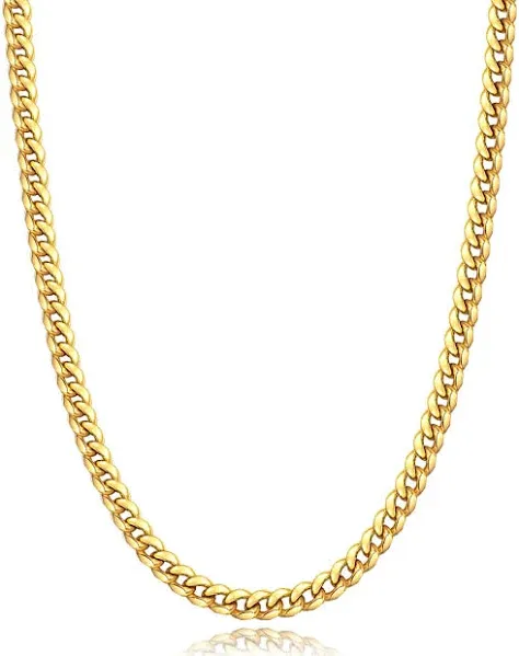 Momlovu Gold Chain Silver Chain for Men Boys, 18K Gold Plated Men's Necklaces Chain Cool Cuban Link Chain for Men Hip-Hop 4mm/6mm 18/20/22/24/26inch