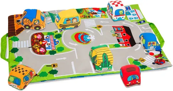 Take Along Town Play Mat Vehicles Soft Crinkle Rattler Squeak Toy Baby Kids 9214