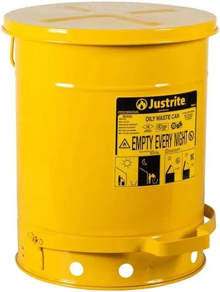  09300 Justrite Mfg. Co. CAN WASTE OILY 10G W/LEVER