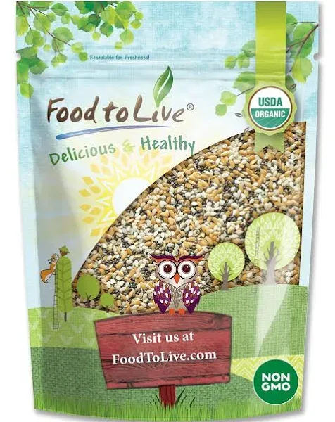 Food to Live Organic Omega-3 Seeds Mix with Flax Chia and Sesame 10 Pounds - Non-GMO Whole Seeds Raw Kosher Vegan. Rich in Omega 3 Fatty Acid