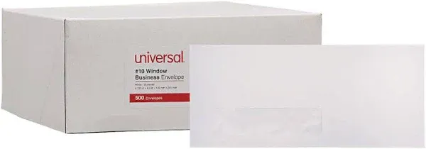 Universal Window Business Envelope V-Flap #10 White 500/Box