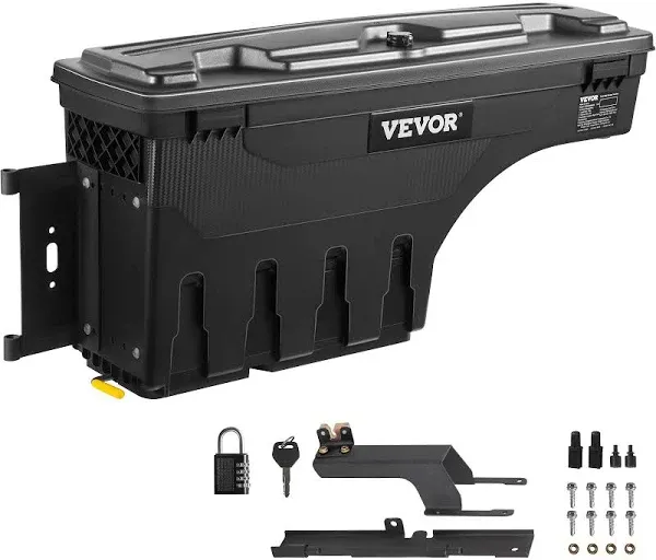 VEVOR Truck Bed Storage Box, Swing Case Fits Dodge Ram 1500 2019-2021, Passenger Side, Lockable Wheel Well Tool Box with Password Padlock, Waterproof and Durable ABS Tool Box