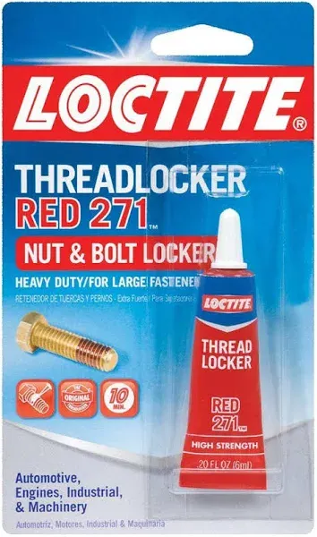 Loctite Threadlocker Red 271 - Permanent Thread Lock Glue for Nuts, Bolts, & Fasteners, High Strength Screw Glue to Prevent Loosening & Corrosion - 6 ml, 12 Pack