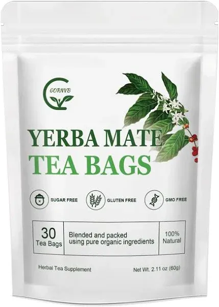 GORNVB Unsmoked Yerba Mate Tea Bags, Natural Organic Yerba Matte Rich in Chlorophyll, Antioxidants and Vitamins