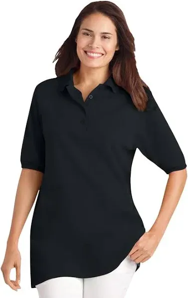 Woman Within Plus Size Women's Elbow-Sleeve Polo Tunic