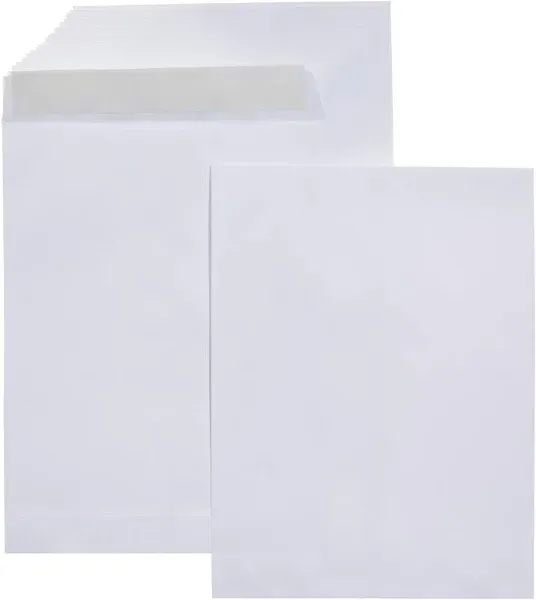 9x12 Booklet Envelopes - 100 pack - Mailing Envelopes Self Seal - Plain White Envelopes with Peel & Seal Closure - Open-Side 9 x 12 Envelopes - 28 lb Paper - Blank Envelopes for Home and Business