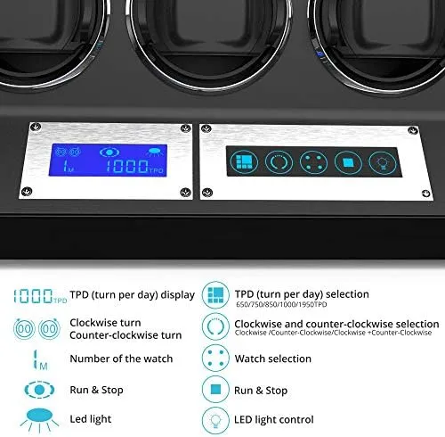 Adjustable Carbon Fiber Watch Winder with 8 Winding Spaces