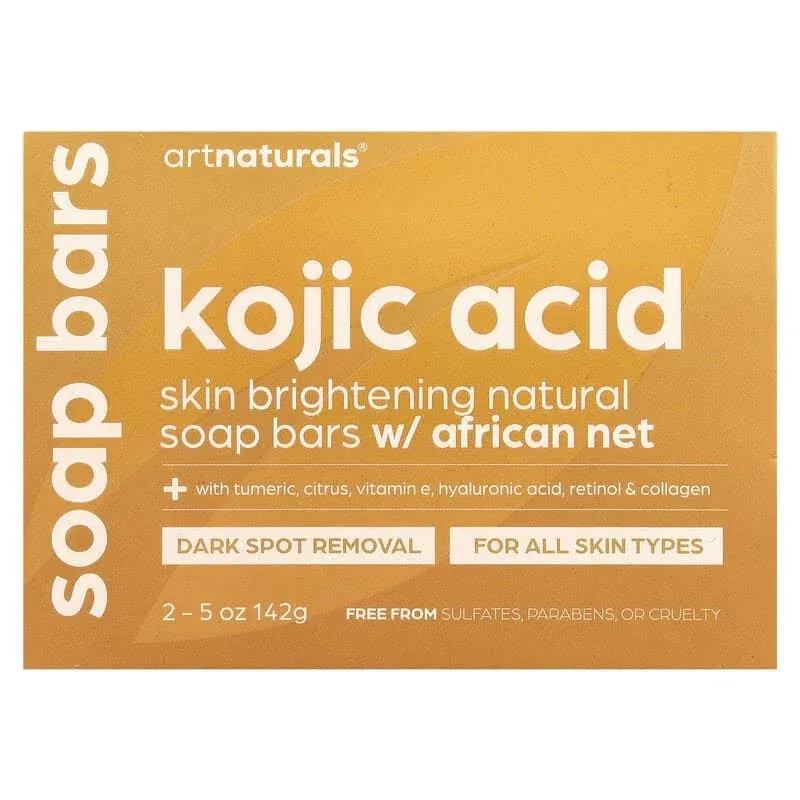 Artnaturals Kojic Acid Citrus Soap Bars 142g Skin Brightening with African Net Dark Spot Removal for All Skin Types