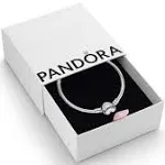 Pandora Sterling Silver Moments Women's Heart Clasp Snake Chain Bracelet