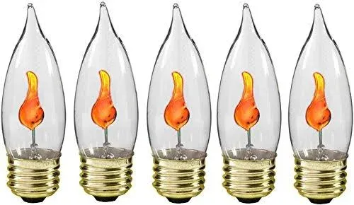 ® 10J Flicker Flame Light Bulb -Flame Shaped, E26 Standard Base,  5 Bulbs