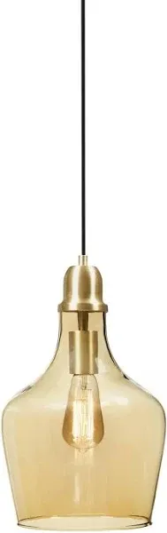 Claxy Modern Gold with Bell Shade Glass Shade Adjustable Pendant Light Fixture Lowes.com