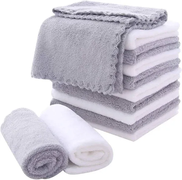 Microfiber Facial Cloths Fast Drying Washcloth 12 pack - Premium Soft Makeup Remover Cloths - Cream