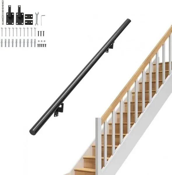 VEVOR Handrail Stair Railing, 4 ft, Wall Mount Handrails for Indoor Stairs, Thickened Aluminum Alloy Hand Rail with Installatio