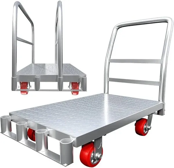 2in1 Steel Panel Truck Cart, Flatbed Cart Heavy Duty Drywall Cart Lumber Cart, Platform Trucks with 2000 lbs Capacity and 2 Swivel Casters, 37" x 24