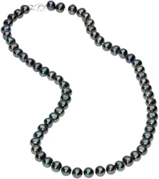 Black Pearl Necklace in 925 Sterling Silver with Lobster Claw - 30 Inches Long