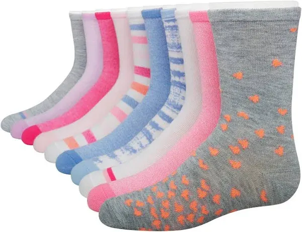 Hanes Girls' Ultimate Fashion Lightweight Stretch Crew Socks (10-Pack)