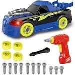 Pup Go Take Apart Toy Racing Car Sound Light, 2 in 1 Build Your Own Car, Blue