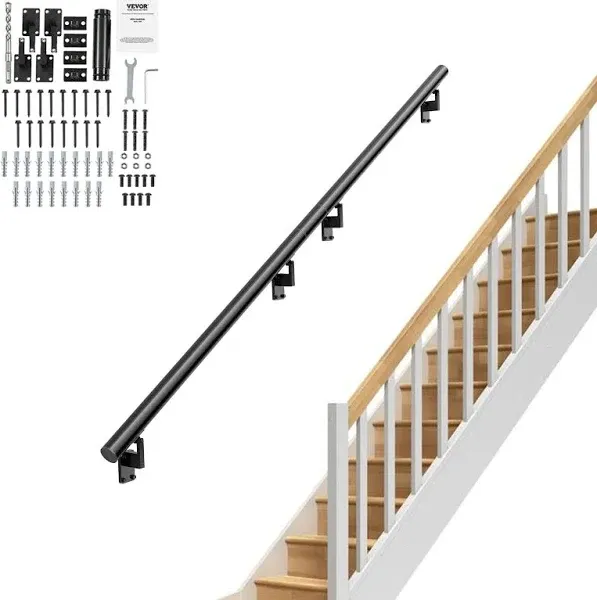 VEVOR Handrail Stair Railing, 7 ft, Wall Mount Handrails for Indoor Stairs, Thickened Aluminum Alloy Hand Rail with Installatio