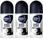 Nivea for Men Deodorant Roll On 1.69 oz Invisible B&W Power Pack of 3