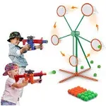 Iflove Shooting Games Toys for Boys,Kids Toys Outdoor Games with 2pk Popper Air Toy Guns & Moving Shooting Target & 24 Foam Balls,Birthday Gift for