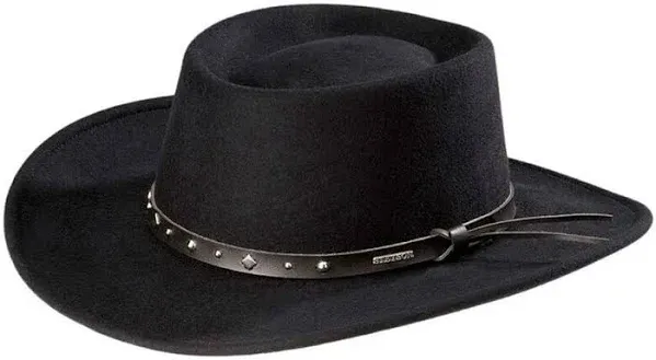 Stetson Men's Black Hawk Crushable Wool Felt Gambler Cowboy Hat