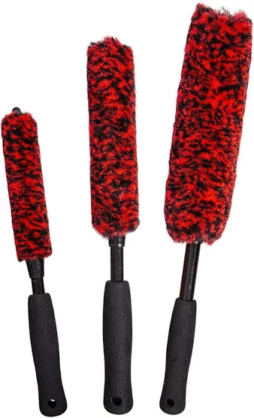 Metal-Free Wheel Brushes3 Pack Wheel Brush Soft Dense Fibers Clean Car Rim Wh...