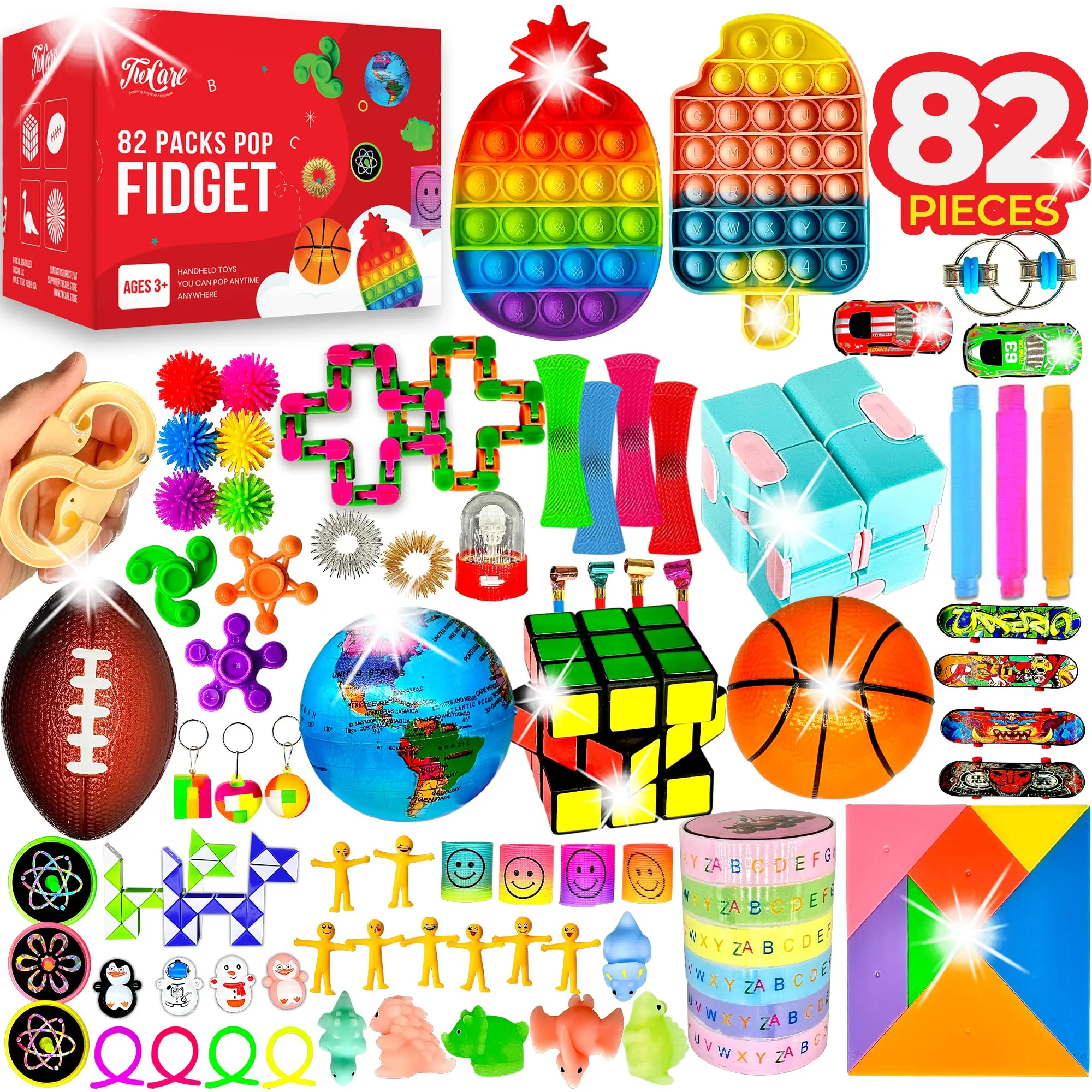 62 Pack Set, Sensory Party Favors Gifts for Adults Stocking Stuffers Pop It A...