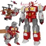 MIEBELY Transforming Toys Dinosaur Robot Action Figures Magnetic Assembling Robot Toys for Kids All-in-One Design Transforming Animals