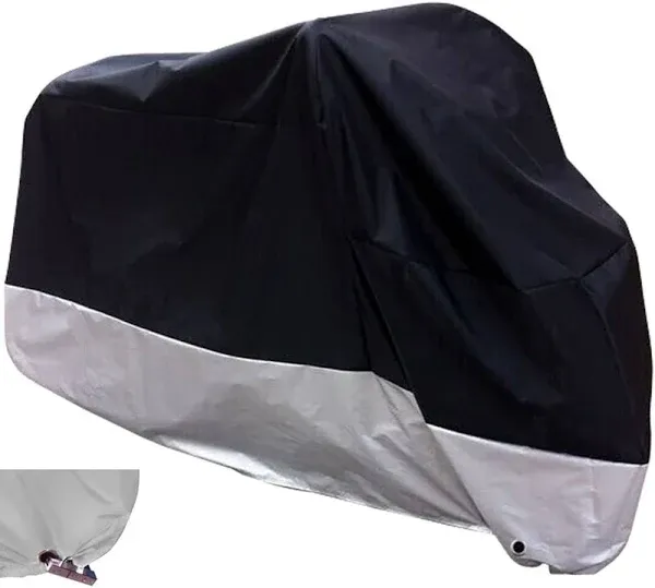 XYZCTEM All Season Black Waterproof Sun Motorcycle Cover Fits Up to 108" Motors