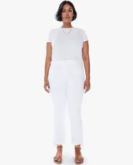 MOTHER The insider crop step fray Jeans White raw hem sz. 30 women&#x27;s