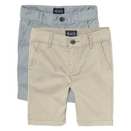 Boys Uniform Stretch Chino Shorts 2-Pack - Black