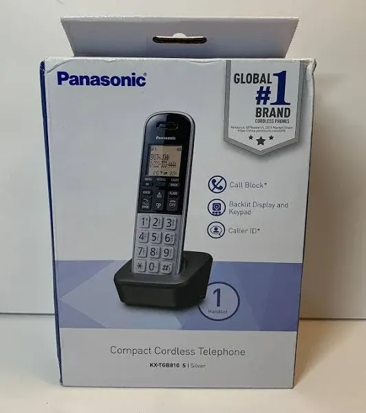 Panasonic KX-TGB810S Silver Compact Cordless Telephone Used W/O Box READ