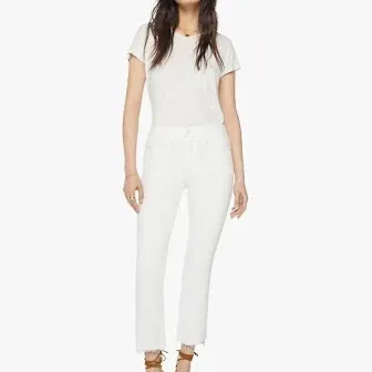 MOTHER The insider crop step fray Jeans White raw hem sz. 30 women&#x27;s