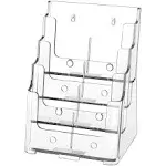 4 Tier Acrylic Brochure Holder 8.5 x 11 inch Clear Literature Organizer Magazine Stand with Removable Divider for 4 x 9 inch Brochures,Magazine