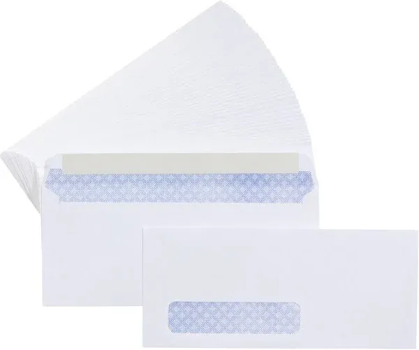 Amazon Basics #10 Security-Tinted Self-Seal Business Envelopes with Left Window, Peel & Seal Closure - 500-Pack, White