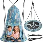 Hanging Tent Saucer Swing - Detachable Floating Tent Swing, Kids Swing - 330lbs Capacity Tree Swing Sets for Backyard for Kids 3+ and Hanging Tree House Tent for Playroom. Circle Swing, Disc Swing