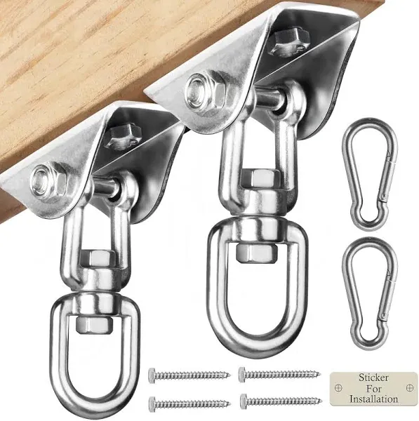 Heavy Duty Swing Hangers for Wooden Sets 2000 LB Capacity Hammock Hanger 360 Swivel Stainless Steel Swing Hardware 2 Packs for Porch/Playground/Yoga/Heavy Bag