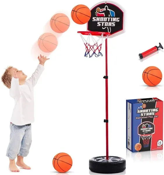 Toddler Basketball Hoop Indoor Stand Adjustable 2.5-4 Ft - Mini Basketball Go...