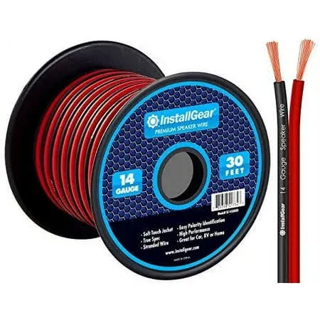 InstallGear 14 Gauge Speaker Wire Cable 30 Foot - 14 AWG True Spec and Soft T...