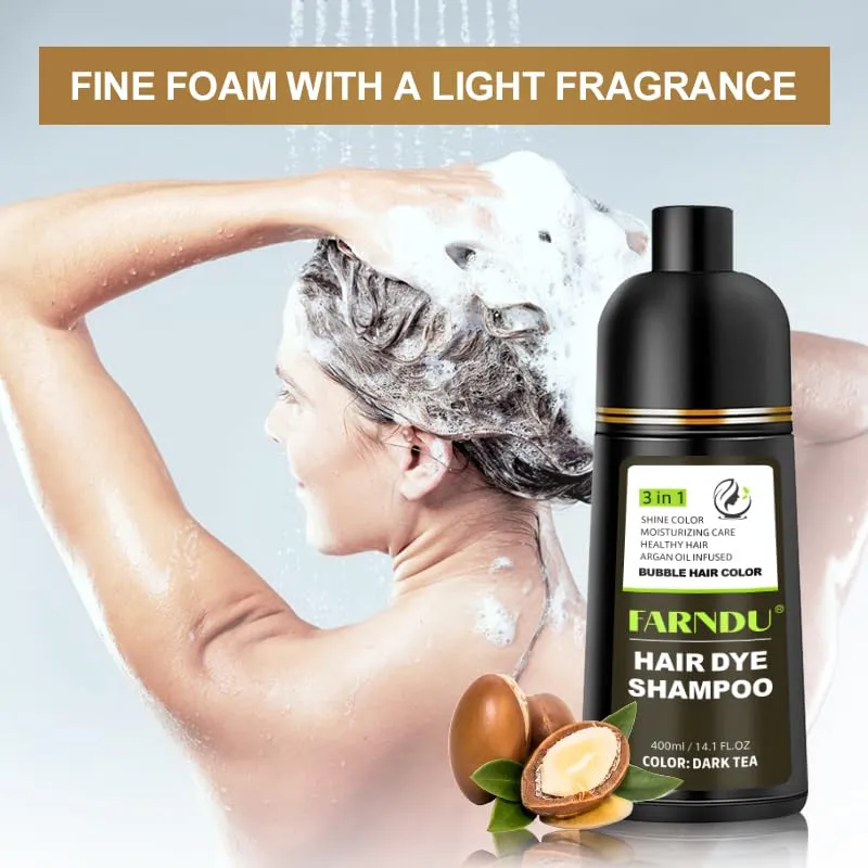 Hair Dye Shampoo for Women & Men, Gray Hair Coverage Herbal Natural Ingredients 3 In 1 Hair Color Shampoo