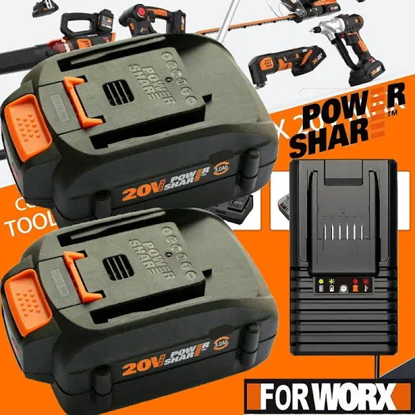 1-2pack Max 20V For WORX WA3525 20V 6.0Ah Max Lithium Battery Power Tools WA3520