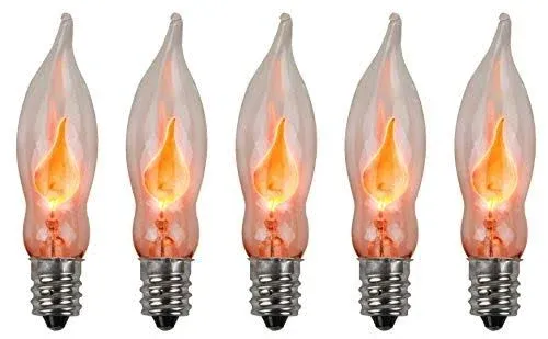 Creative Hobbies A101 Flicker Flame Light Bulb -3 Watt, 130 Volt, E12 Candelabra Base, Flame Shaped, Nickel Plated Base,- Dances with a Flickering Orange Glow -Wholesale Box of 10 Bulbs