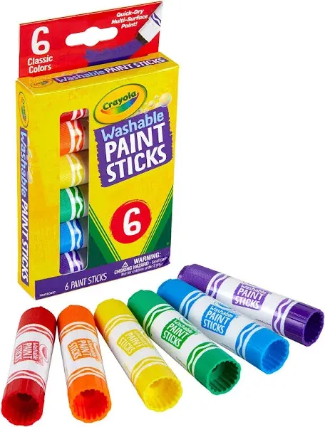 Crayola Washable Paint Sticks - Set of 6, Assorted Colors