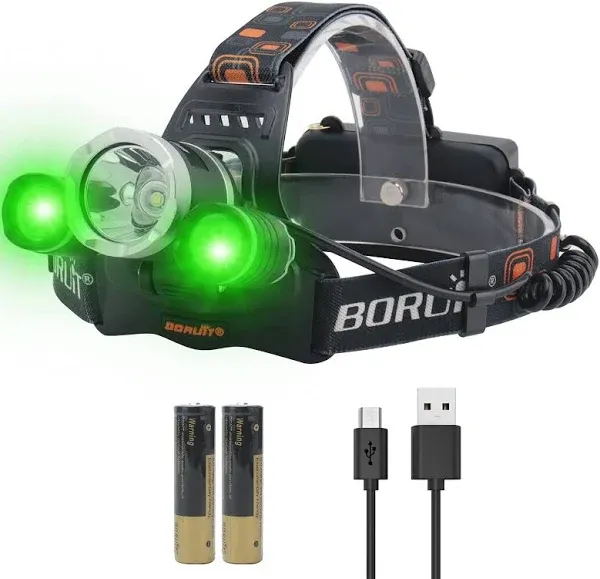 Super Bright Red/Green/UV 3LED Headlamp USB Rechargeable Headlight Head Torch US