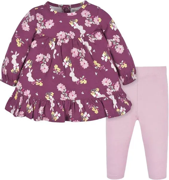 Gerber Baby & Toddler Girls' 2-Piece Long Sleeve Dress and Leggings Set